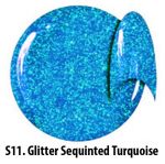 S11 Glitter Sequinted Turquoice żel kolorowy NTN 5g 5ml new technology nails