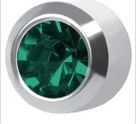 kolczyki studex okrągłe srebrne oczko zielone emerald