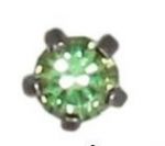 kolczyki studex pazurki srebrne oczko peridot z pazurkami gwiazdki jasnozielone
