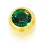 kolczyki studex okrągłe złote oczko emerald ciemnozielone