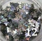 12 srebrne holograficzne Mini Motylki Holo motyle Ozdoba do paznokci kolorowe