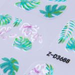 NAKLEJKI 3D 5D wypukłe D3688 wakacje palmy monstera nalepki na paznokcie liście