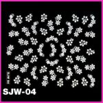 SJW-04 naklejki nalepki białe kwiatuszki kwiatki z kolorowymi cyrkoniami
