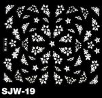 SJW-19 naklejki nalepki białe kwiatuszki kwiatki z kolorowymi cyrkoniami