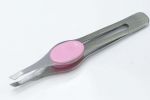 pęseta SREBRNA z dziurkami różową gumą skośna do regulacji
