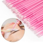 różowe PINK aplikatory do rzęs i skórek 100 szt mikroszczoteczki patyczki Profesjonalne bezwłóknowe