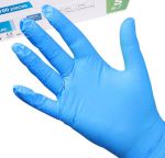 M niebieskie blue rękawiczki nitrylowe bezpudrowe 100 szt diagnostyczne zarys