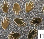 złote blaszki 11 dłonie ręce dłoń ręka metalowe 10szt do zdobienia paznokci